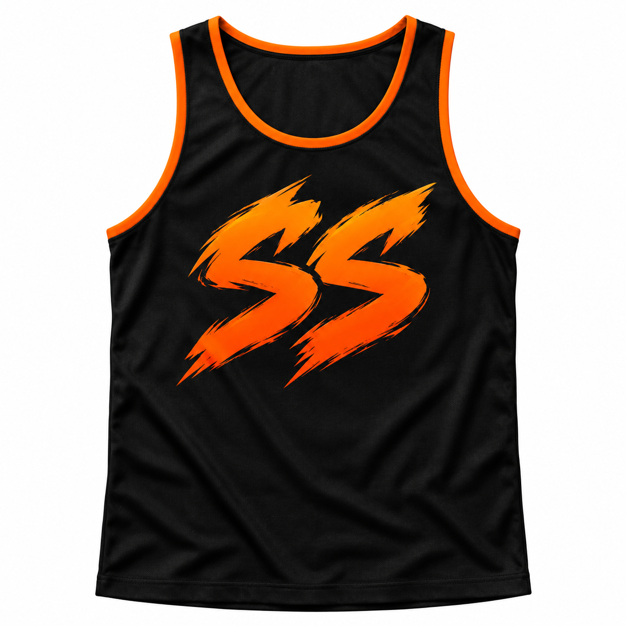 Design concept: black SS training tank with orange logo and accents